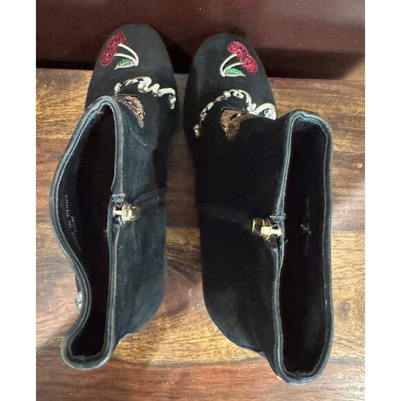 Kate Spade 7.5 Suede Black Embellished Edgy Baddie Glam Ankle Boots Sequin - Picture 6 of 8